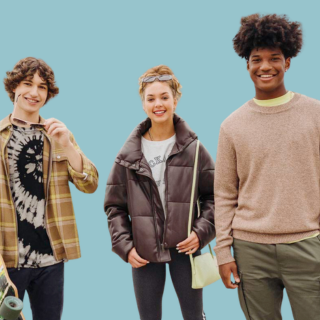 trendy teens standing together